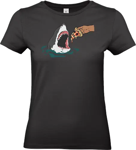  Pizza Bait - Shark pizza, funny shark, Jaws parody, food humor, weird art, pepperoni, funny graphic, t-shirt design, art print, great white shark, pop culture mashup, ocean, beach humor, foodie, clever art - Standard T-Shirt (Women)