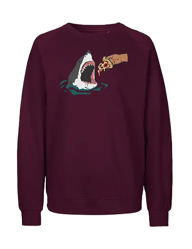  Pizza Bait - Shark pizza, funny shark, Jaws parody, food humor, weird art, pepperoni, funny graphic, t-shirt design, art print, great white shark, pop culture mashup, ocean, beach humor, foodie, clever art - Fairtrade Sweatshirt