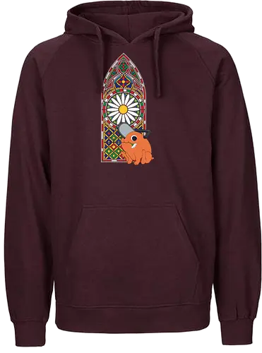  Holy Chainsaw Devil - Pochita, Chainsaw, Chainsaw Devil, stained glass, church window, anime, manga, cute, wholesome, fan art, t-shirt design, art print, religious parody, unique anime art, Denji, geek art - Fairtrade Hoodie