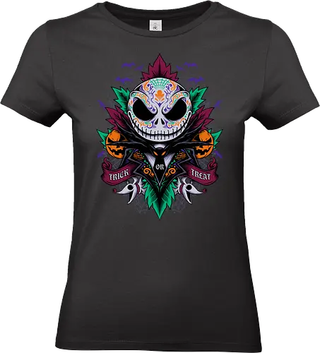 beautiful trick  - horror, halloween, skellington, nightmare, nightmare before halloween, la muerte, skull, spooky, scary, ornament, pumpkin - Standard T-Shirt (Women)