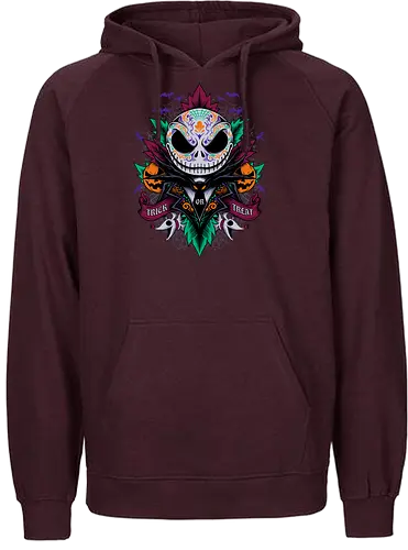 beautiful trick  - horror, halloween, skellington, nightmare, nightmare before halloween, la muerte, skull, spooky, scary, ornament, pumpkin - Fairtrade Hoodie