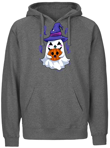 reverse face  - horror, halloween, cool, cute, fun, funny, planet, galaxy, ghost, pumpkin, spooky, scary - Fairtrade Hoodie