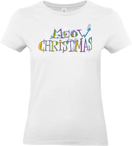Meow christmas - cats, christmas, merry christmas, typography - Standard T-Shirt (Women)