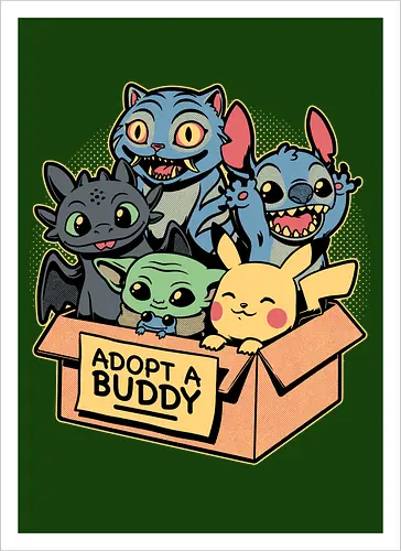 Adopt Geek Pet - Video Game, Game, Japanese, Korean, Tv Show, Animation, Tiger, Viking, Dragon, Cute, Pet, Animal, Adoption, Adopt, Pet Adoption, Buddy, Kpop, rat, extraterrestrial - Artprint