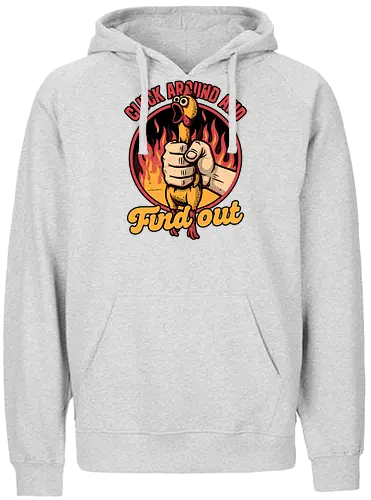 Chicken Quote Burn - Chicken, Everything Is Fine, I'm Fine, This Is Fine, It's Fine, Fire, Fun, Funny, Joke, Dad Joke, Toy, Meme, Internet, Find Out - Fairtrade Hoodie
