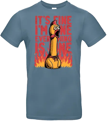 Chicken Fine Burn - Chicken, Everything Is Fine, I'm Fine, This Is Fine, It's Fine, Fire, Fun, Funny, Joke, Dad Joke, Toy, Meme, Internet - Standard T-Shirt