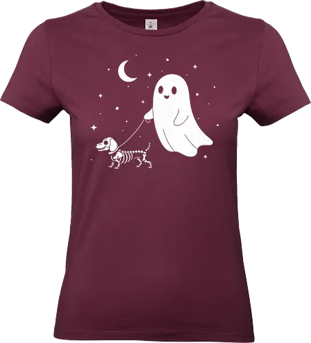 Boo and Bone - boo, autumn, dachshund lover, dog, funny, ghost, halloween, horror, pumpkin, sausage dog, scary, spooky, teckel, cute animals - Standard T-Shirt (Women)