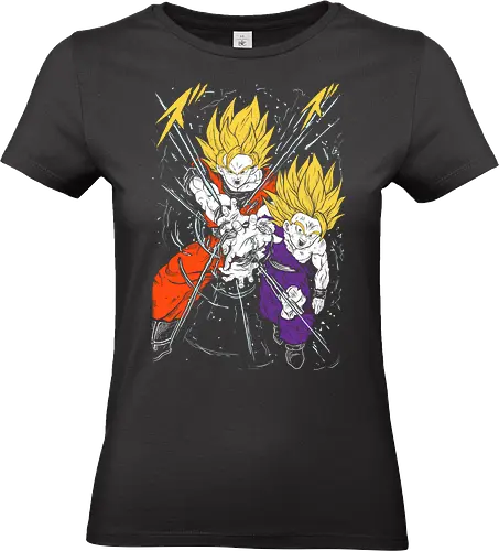 Son Gohan and Goku Super Saiyan 2 Ball - Dragon Z - Kawaii, Anime, Manga, Tokyo, Angry, Japanese Art, Aesthetic, Manga Style, Zylixzen, Aggressive, Gamer, Otaku, Gift, Cool - Standard T-Shirt (Women)