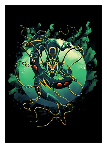 Mega Green Dragon - Pokemon. Rayquaza - Artprint