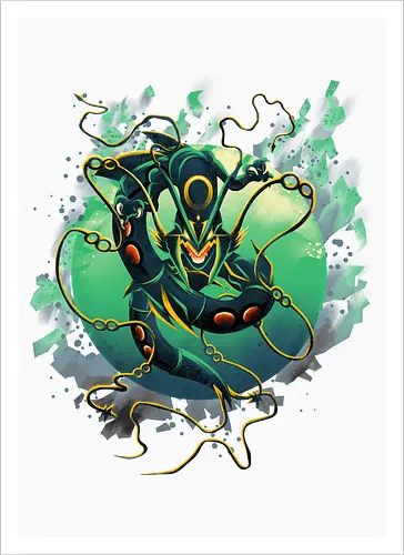 Mega Green Dragon - Pokemon. Rayquaza - Artprint