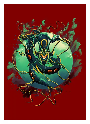 Mega Green Dragon - Pokemon. Rayquaza - Artprint