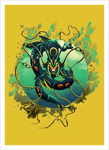Mega Green Dragon - Pokemon. Rayquaza - Artprint
