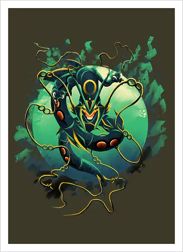 Mega Green Dragon - Pokemon. Rayquaza - Artprint