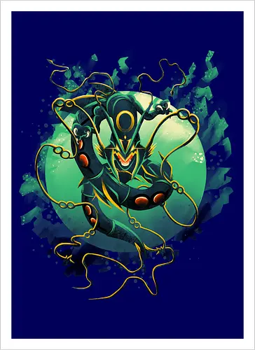 Mega Green Dragon - Pokemon. Rayquaza - Artprint