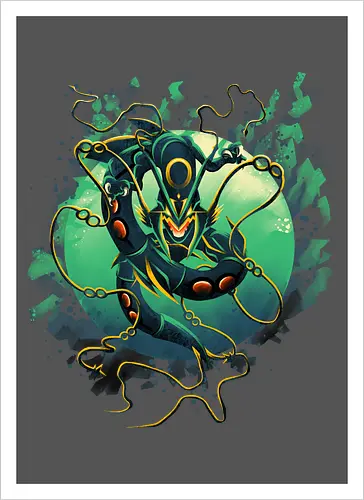 Mega Green Dragon - Pokemon. Rayquaza - Artprint