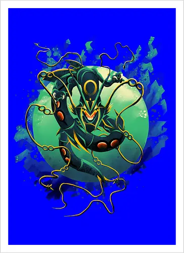Mega Green Dragon - Pokemon. Rayquaza - Artprint