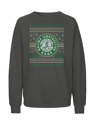 Majima Construction Ugly Sweater - yakuza, goro majima, ono michio, kiryu kazuma, ryu ga gotoku, yakuza like a dragon, ichiban, like a dragon ishin, kazuma kiryu, video game, gaming, gamer, majima construction, ugly christmas sweater, pirate in hawaii, christmas, xmas - Fairtrade Sweatshirt