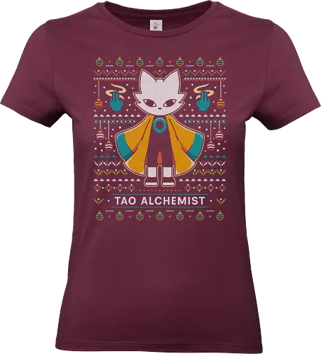 Mysterious Alchemist Ugly Sweater - nine sols, cat, yi, Bug Knight, silksong, indie, ninja, roguelike, roguelite, shuanshuan, shanhai 9000, video game, gaming, gamer, indie game, ugly christmas sweater, xmas, christmas - Standard T-Shirt (Women)