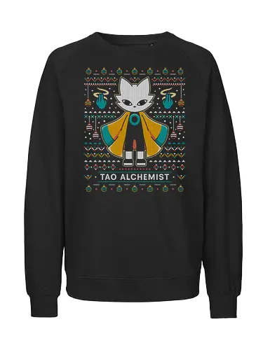 Mysterious Alchemist Ugly Sweater - nine sols, cat, yi, Bug Knight, silksong, indie, ninja, roguelike, roguelite, shuanshuan, shanhai 9000, video game, gaming, gamer, indie game, ugly christmas sweater, xmas, christmas - Fairtrade Sweatshirt