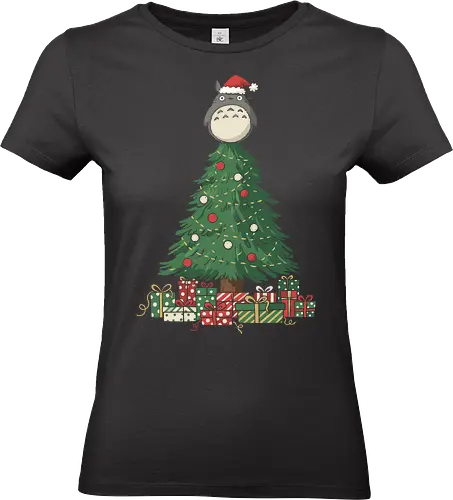   Christmas Star - Christmas, famous anime, My Neighbor Totoro, Santa hat, Christmas tree, holiday anime, festive, cute, whimsical, fan art, t-shirt design, art print, Miyazaki, geek holiday, anime gift - Standard T-Shirt (Women)