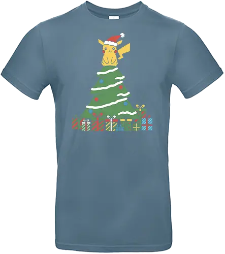 Holiday Mouse Star - Mouse, Christmas, holiday Pikachu, Pocket, Christmas tree, Santa hat, festive, cute, nostalgic, fan art, t-shirt design, art print, gamer gift, geek holiday, anime gift, Electric-type - Standard T-Shirt
