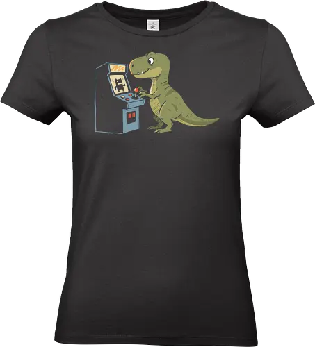 Arcade T-Rex Problem - T-Rex, arcade game, funny dinosaur, retro gaming, small arms, gaming humor, palaeontology joke, joystick, classic arcade, t-shirt design, art print, cool dinosaur, gamer gift, geek art, nostalgic - Standard T-Shirt (Women)