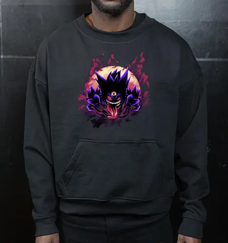 Mega Poison Ghost - Pocket, Mega Gengar, Poison, Ghost - Cropped Sweatshirt