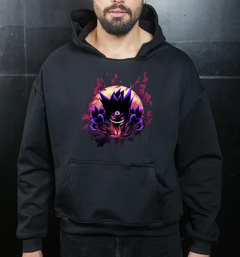 Mega Poison Ghost - Pocket, Mega Gengar, Poison, Ghost - Cropped Hoodie