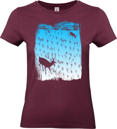winter night - deers, winter, winter wonderland, snowy landscape, nature, forest - Standard T-Shirt (Women)