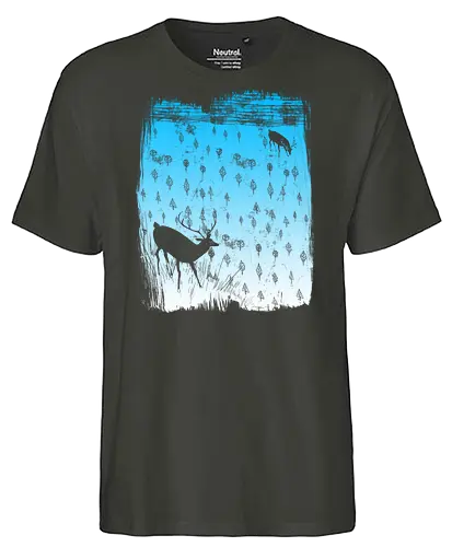 winter night - deers, winter, winter wonderland, snowy landscape, nature, forest - Fairtrade T-Shirt