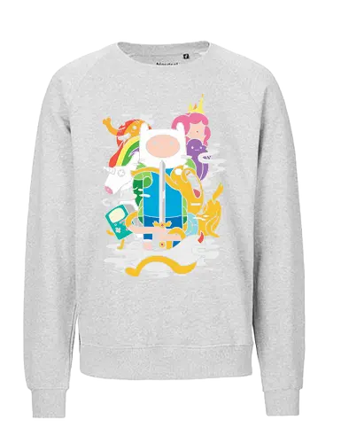  Adventures in Ooo - Cartoon, Finn the Human, Jake the Dog, Princess Bubblegum, BMO, Lady Rainicorn, cartoon, fan art, t-shirt design, art print, pop culture, geek art, nostalgic cartoon, stylized, Ooo - Fairtrade Sweatshirt