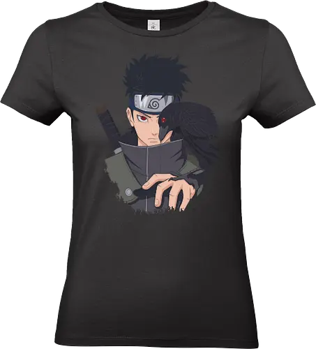Shisui Uchiha: The Flash Illusionist - Shisui Uchiha, Sharingan, Uchiha Clan, Shinobi, anime, manga, crow, genjutsu, Kotoamatsukami, fan art, t-shirt design, art print, cool anime art, geek art, Konoha, ninja - Standard T-Shirt (Women)