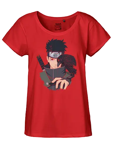 Shisui Uchiha: The Flash Illusionist - Shisui Uchiha, Sharingan, Uchiha Clan, Shinobi, anime, manga, crow, genjutsu, Kotoamatsukami, fan art, t-shirt design, art print, cool anime art, geek art, Konoha, ninja - Fairtrade Girl Shirt