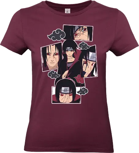  The Tragedy of Itachi Uchiha - Itachi Uchiha, Akatsuki, Sharingan, Shinobi, Uchiha Clan, tragic hero, collage art, fan art, t-shirt design, art print, cool anime art, geek art, iconic villain, emo, powerful ninja, Mangekyō - Standard T-Shirt (Women)