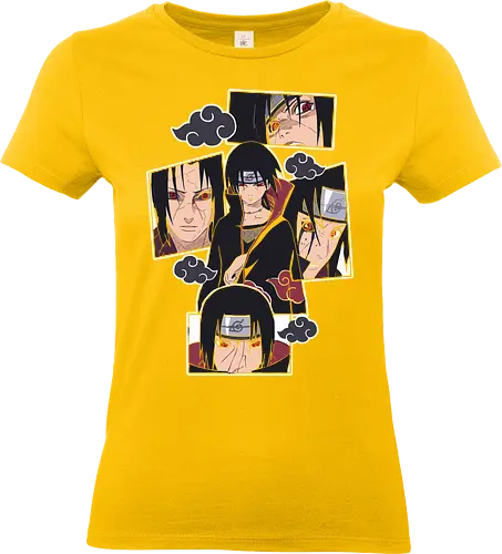  The Tragedy of Itachi Uchiha - Itachi Uchiha, Akatsuki, Sharingan, Shinobi, Uchiha Clan, tragic hero, collage art, fan art, t-shirt design, art print, cool anime art, geek art, iconic villain, emo, powerful ninja, Mangekyō - Standard T-Shirt (Women)