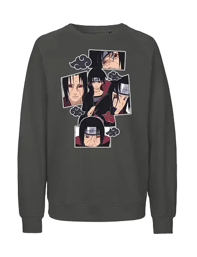  The Tragedy of Itachi Uchiha - Itachi Uchiha, Akatsuki, Sharingan, Shinobi, Uchiha Clan, tragic hero, collage art, fan art, t-shirt design, art print, cool anime art, geek art, iconic villain, emo, powerful ninja, Mangekyō - Fairtrade Sweatshirt