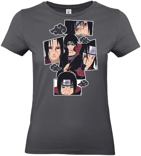  The Tragedy of Itachi Uchiha - Itachi Uchiha, Akatsuki, Sharingan, Shinobi, Uchiha Clan, tragic hero, collage art, fan art, t-shirt design, art print, cool anime art, geek art, iconic villain, emo, powerful ninja, Mangekyō - Standard T-Shirt (Women)
