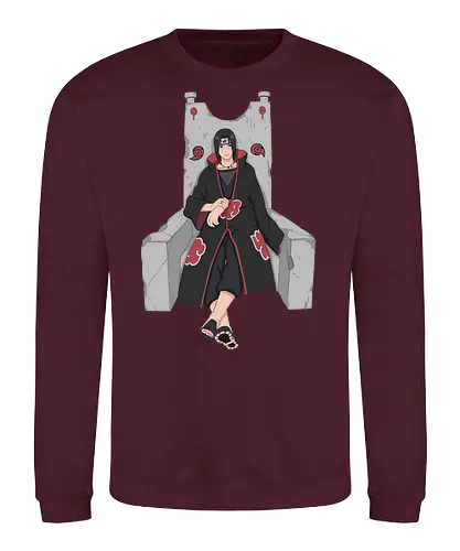 Throne of the Akatsuki - tachi Uchiha, Akatsuki, Sharingan, Shinobi, Uchiha Clan, throne, rogue ninja, fan art, t-shirt design, art print, cool anime art, geek art, stylish, iconic villain, power, Mangekyō. - Sweatshirt