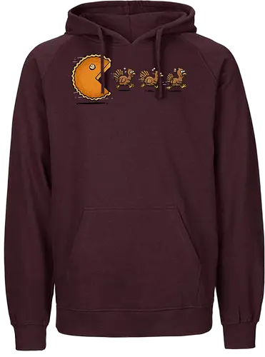 Pie-Man - thanksgiving, arcade, funny thanksgiving, gamer, gaming, happy thanksgiving, pac man, Retrogaming, retro, thanksgiving dinner, thanksgiving turkey, turkey, turkey day - Fairtrade Hoodie