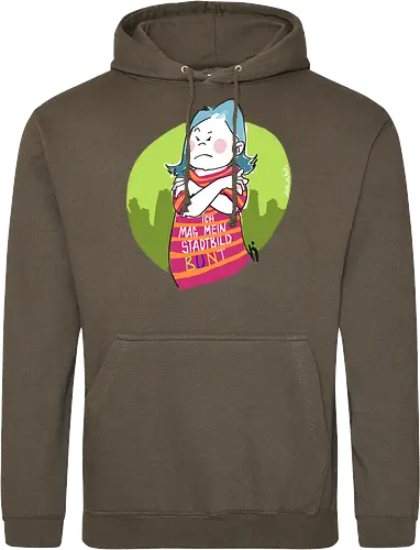 Ich mag mein Stadtbild bunt! - Ringelpullisprüche, Ringeldinger, streifenweise, Spruch, Weisheit, Motivation, Ringelpulli, SprücheShirt, Cartoon Illustration, Statement, Stadtbild, Handgezeichnet, Humor, Selbstironie, Streifenpulli, Spruchshirt, deutsch - Standard Hoodie