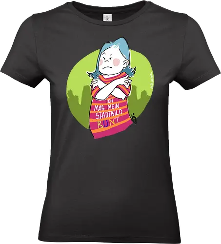 Ich mag mein Stadtbild bunt! - Ringelpullisprüche, Ringeldinger, streifenweise, Spruch, Weisheit, Motivation, Ringelpulli, SprücheShirt, Cartoon Illustration, Statement, Stadtbild, Handgezeichnet, Humor, Selbstironie, Streifenpulli, Spruchshirt, deutsch - Standard T-Shirt (Women)