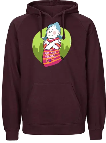 Ich mag mein Stadtbild bunt! - Ringelpullisprüche, Ringeldinger, streifenweise, Spruch, Weisheit, Motivation, Ringelpulli, SprücheShirt, Cartoon Illustration, Statement, Stadtbild, Handgezeichnet, Humor, Selbstironie, Streifenpulli, Spruchshirt, deutsch - Fairtrade Hoodie