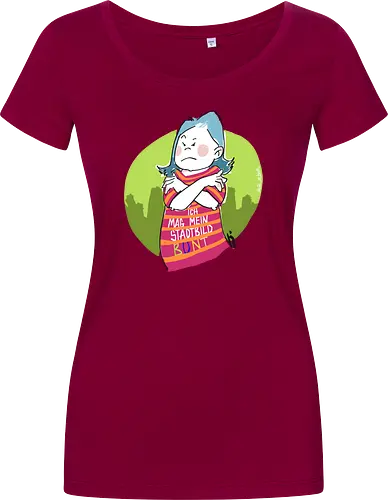 Ich mag mein Stadtbild bunt! - Ringelpullisprüche, Ringeldinger, streifenweise, Spruch, Weisheit, Motivation, Ringelpulli, SprücheShirt, Cartoon Illustration, Statement, Stadtbild, Handgezeichnet, Humor, Selbstironie, Streifenpulli, Spruchshirt, deutsch - Women T-Shirt