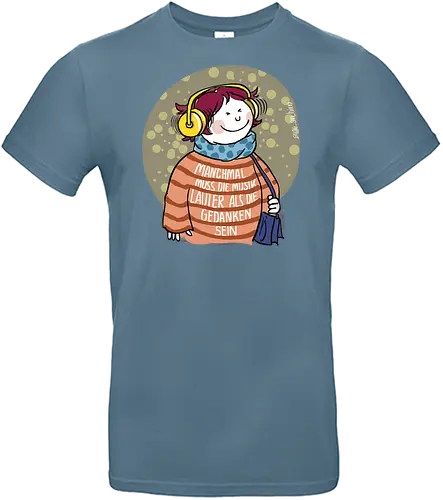 Manchmal muss die Musik lauter sein... - Ringelpullisprüche, Ringeldinger, streifenweise, Spruch, Weisheit, Motivation, Ringelpulli, SprücheShirt, Cartoon Illustration, Musik, Statement, Handgezeichnet, Humor, Selbstironie, Streifenpulli, deutsch, Spruchshirt - Standard T-Shirt