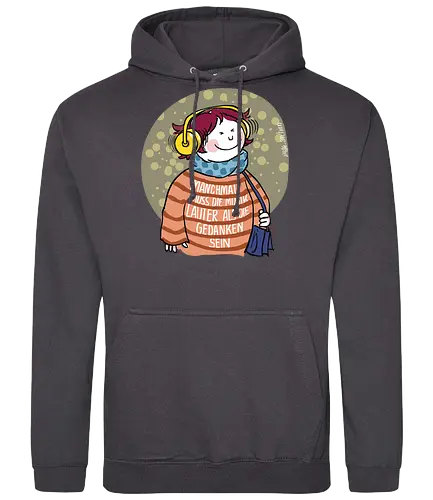 Manchmal muss die Musik lauter sein... - Ringelpullisprüche, Ringeldinger, streifenweise, Spruch, Weisheit, Motivation, Ringelpulli, SprücheShirt, Cartoon Illustration, Musik, Statement, Handgezeichnet, Humor, Selbstironie, Streifenpulli, deutsch, Spruchshirt - Standard Hoodie