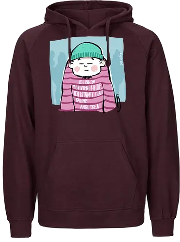 Ich bin so motiviert heute, ich könnte glatt Bäume angucken - Ringelpullisprüche, Ringeldinger, streifenweise, Spruch, Weisheit, Motivation, Ringelpulli, SprücheShirt, Cartoon Illustration, Statement, Handgezeichnet, Humor, Selbstironie, Streifenpulli, Spruchshirt, deutsch - Fairtrade Hoodie