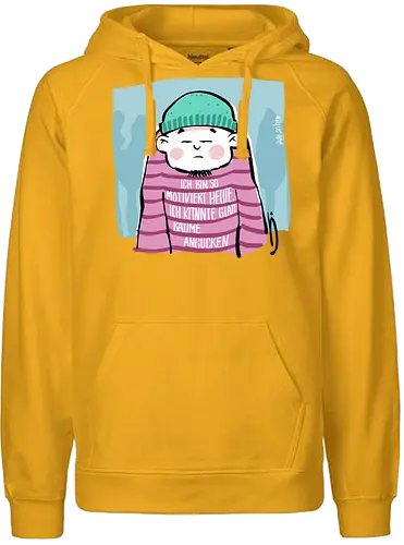 Ich bin so motiviert heute, ich könnte glatt Bäume angucken - Ringelpullisprüche, Ringeldinger, streifenweise, Spruch, Weisheit, Motivation, Ringelpulli, SprücheShirt, Cartoon Illustration, Statement, Handgezeichnet, Humor, Selbstironie, Streifenpulli, Spruchshirt, deutsch - Fairtrade Hoodie