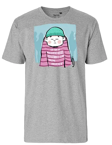 Ich bin so motiviert heute, ich könnte glatt Bäume angucken - Ringelpullisprüche, Ringeldinger, streifenweise, Spruch, Weisheit, Motivation, Ringelpulli, SprücheShirt, Cartoon Illustration, Statement, Handgezeichnet, Humor, Selbstironie, Streifenpulli, Spruchshirt, deutsch - Fairtrade T-Shirt