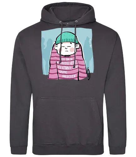 Ich bin so motiviert heute, ich könnte glatt Bäume angucken - Ringelpullisprüche, Ringeldinger, streifenweise, Spruch, Weisheit, Motivation, Ringelpulli, SprücheShirt, Cartoon Illustration, Statement, Handgezeichnet, Humor, Selbstironie, Streifenpulli, Spruchshirt, deutsch - Standard Hoodie