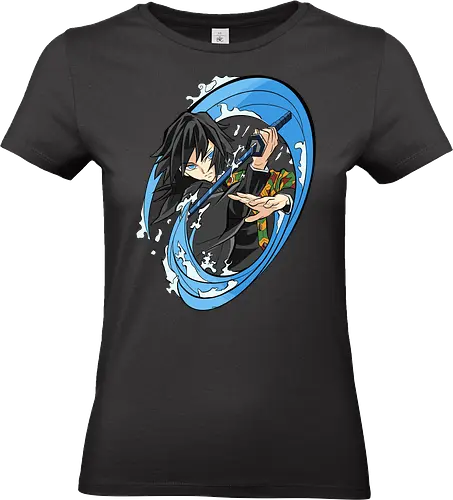  Giyu Tomioka: Water Hashira's Flow - Giyu Tomioka, Water Hashira, Slayer, Hashira, anime, manga, fan art, t-shirt design, art print, water breathing, cool anime art, geek art, stylish, KNY, Nichirin, Tanjiro, iconic. - Standard T-Shirt (Women)
